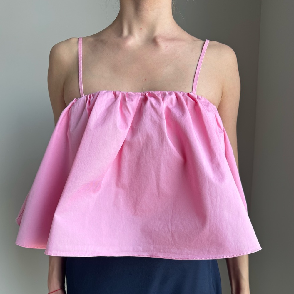 ZARA Ruffled Cropped Top with Spaghetti Straps